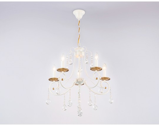  Подвесная люстра с хрусталем TR4916/5 WH/GD белый/золото E14/5 max 40W D550*860