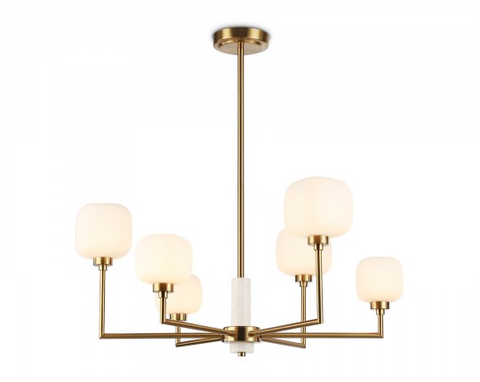  Люстра на штанге с мрамором LH53015/6 BS/FR латунь/белый матовый G9*6 max 40W D690*680