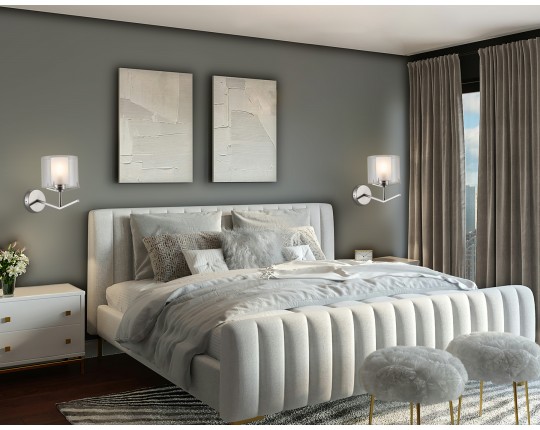  Настенный светильник LH57004 SN/FR никель/белый матовый E14 max 40W 280*150*220