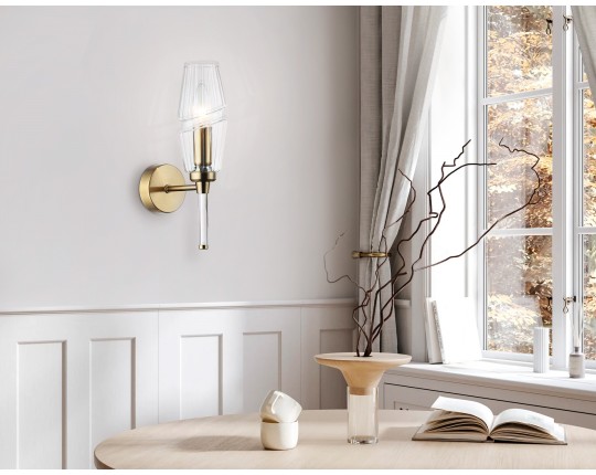  Настенный светильник LH55204 BS/CL латунь/прозрачный E14 max 40W 150*80*280