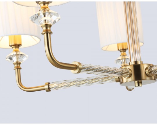  Люстра на штанге с абажурами LH71500/5 BS/FR латунь/белый матовый E14*5 max 40W D680*640