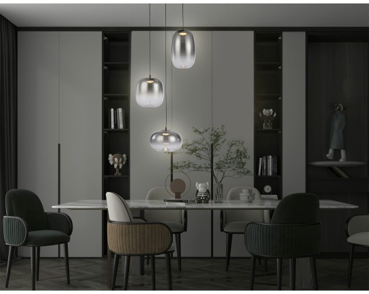  Подвесной светодиодный светильник LH11099/3 BK/SM черный/дымчатый 12W 3000K D350*1505