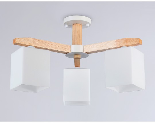  Подвесная люстра TR83115/3 WH/LW белый/светлое дерево E27/3 max 40W D580*320