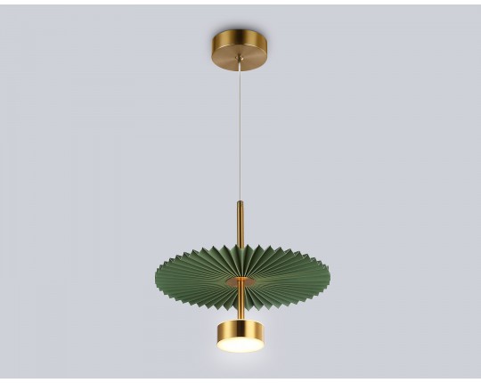  Подвесной светодиодный светильник LH72609 BK/GR латунь/зеленый 6W 3000K D300*260-1770