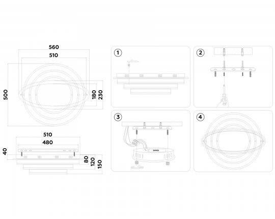  Потолочный светодиодный светильник с пультом FA8522 WH белый 146W 3000K-6400K+RGB 560*500*150 (ПДУ РАДИО 2.4G)