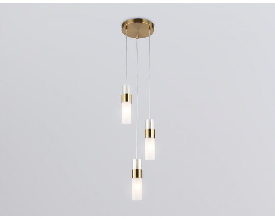  Подвесной светильник LH55112/3 BS/FR/TI латунь/белый матовый/янтарь E14*3 max 40W D220*1200