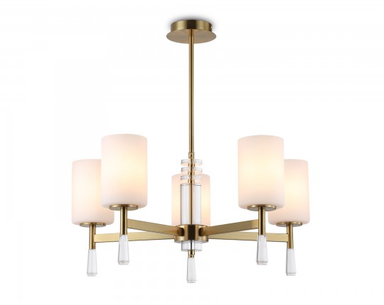  Люстра со стеклянными плафонами на штанге LH56261/5 BS/FR латунь/белый матовый E27/5 max 60W D600*590