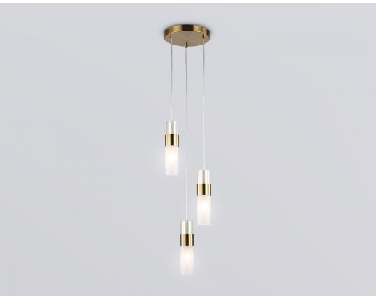  Подвесной светильник LH55112/3 BS/FR/TI латунь/белый матовый/янтарь E14*3 max 40W D220*1200