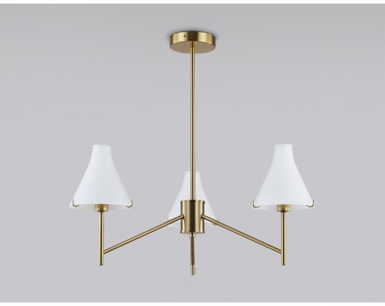  Люстра со стеклянными плафонами на штанге LH57131/3 BS/FR латунь/белый матовый E14/3 max 40W D650*590