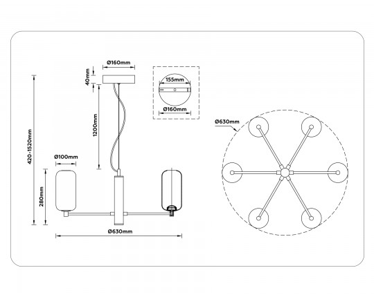  Подвесной светодиодный светильник LH11107/6 WH/FR белый/белый матовый 24W 3000K D630*280