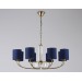  Подвесная люстра с абажурами и хрусталем LH71273/8 BS/DB латунь/темно синий E14/8 max 40W D820*840