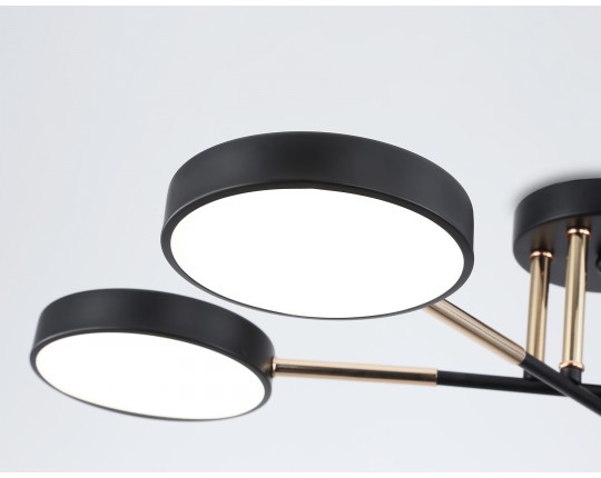  Люстра светодиодная на штанге FL516332/4 BK/FGD черный/золото 72W 3000-6000K 610*410*140 (без ПДУ)