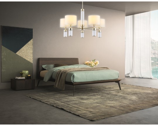  Люстра с абажурами на штанге LH71301/5 CGD/WH золото/белый E14/5 max 40W D680*740