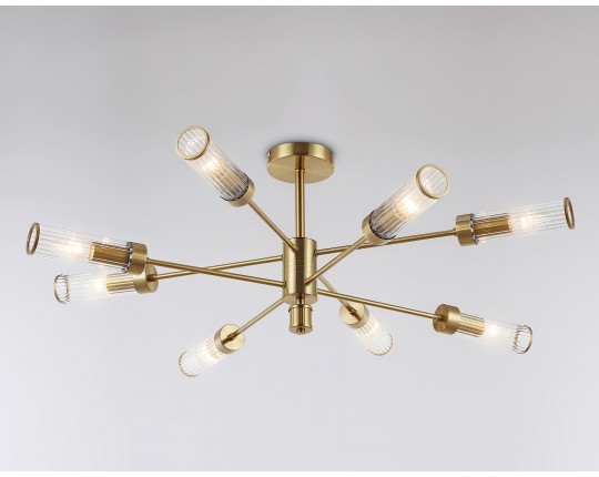  Люстра со стеклянными плафонами на штанге LH55162/8 BS/CL латунь/прозрачный E14/8 max 40W D930*330