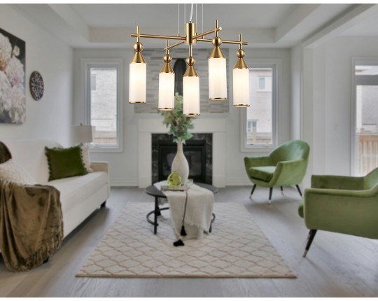  Подвесная люстра LH55276/5 BS/FR латунь/белый матовый E14*5 max 40W D520*1390