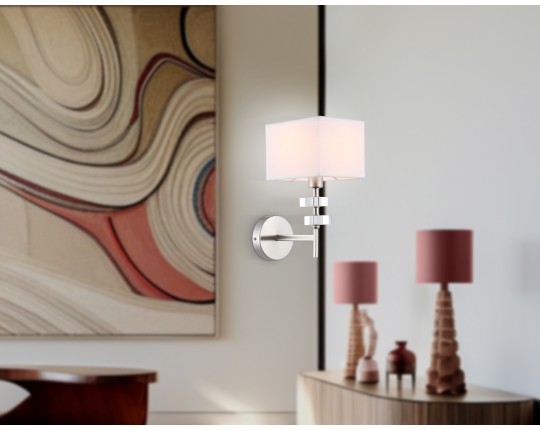  Настенный светильник с абажуром LH71325 SN/WH никель/белый E14 max 40W 240*130*300