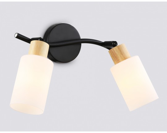  Настенно-потолочный спот в стиле лофт TR8721/2 BK/WD черный/дерево E14/2 max 60W 380*100*210