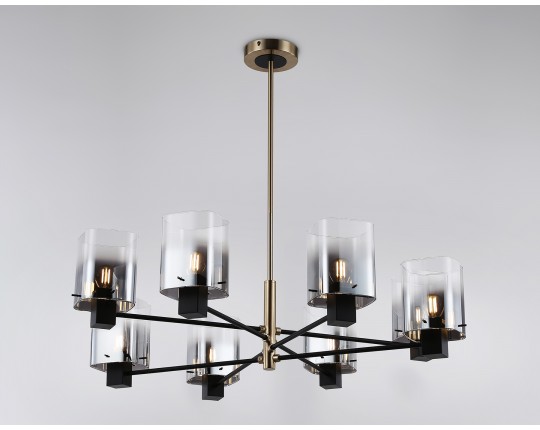  Подвесная люстра LH57043/8 BK/DBS/SM черный/темная латунь/дымчатый E14/8 max 40W D830*710
