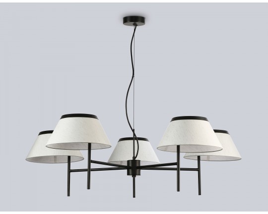  Подвесная люстра с абажурами LH72453/5 BK/WH черный/белый Е14/5 max 40W D1000*290-1080
