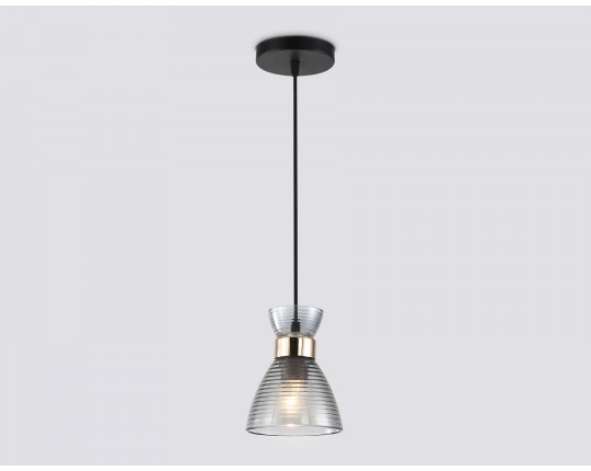  Светильник подвесной со стеклянным плафоном TR3406 BK/FGD/SM черный/золото/дымчатый E27 max 60W D135*1000