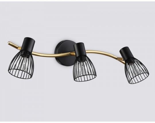  Настенно-потолочный спот в стиле лофт TR8661/3 BK/GD черный/золото E14/3 max 60W 550*100*170