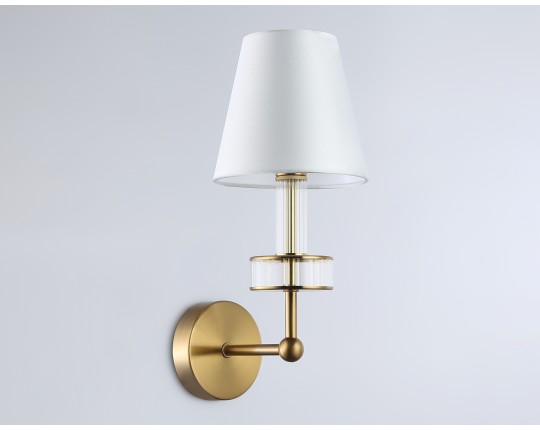  Настенный светильник с абажуром и хрусталем LH71025 BS/WH латунь/белый E14 max 40W 210*150*355