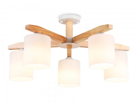  Подвесная люстра TR83113/5 WH/LW белый/светлое дерево E27/5 max 40W D700*325