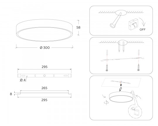 Светильник светодиодный потолочный FV5524 WH белый LED 35W 4200K D300*58 (Без ПДУ)
