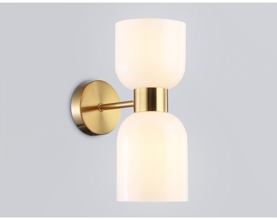  Настенный светильник LH56097/2 BS/FR латунь/белый матовый E14*2 max 40W 215*120*300