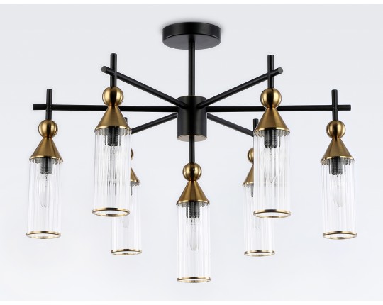  Люстра на штанге LH55257/7 BK/BS/CL черный/латунь/прозрачный E14*7 max 40W D640*520