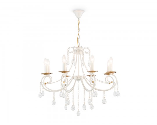  Подвесная люстра с хрусталем TR4917/8 WH/GD белый/золото E14/8 max 40W D740*930