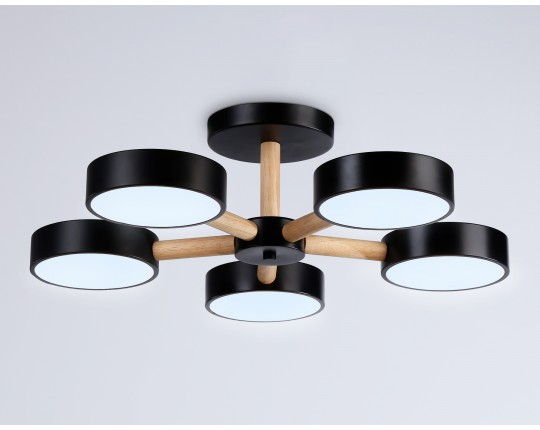  Подвесной светодиодный светильник с пультом FL4828/5 BK черный 3000K-6400K 65W D580*160 (ПДУ ИК)