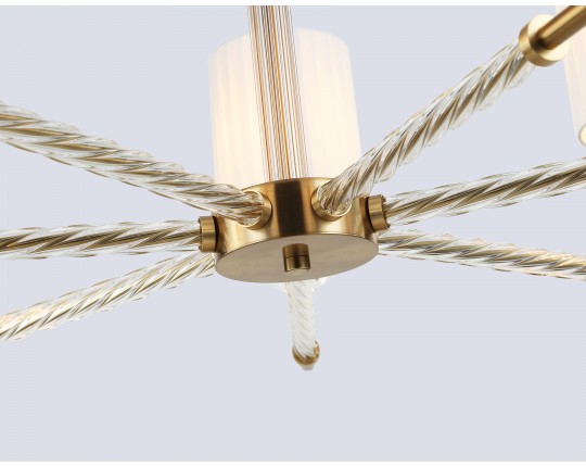  Люстра на штанге с абажурами LH71503/7 BS/FR латунь/белый матовый E14*7 max 40W D840*640