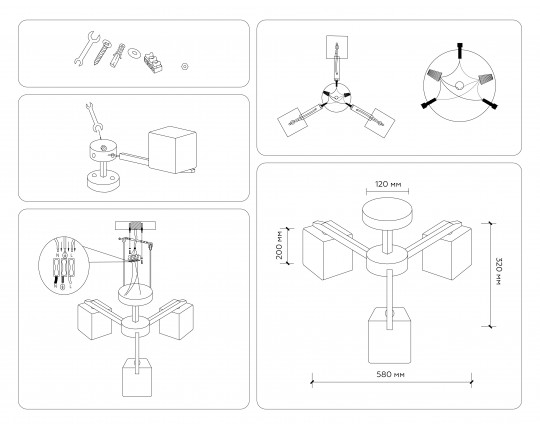  Подвесная люстра TR83115/3 WH/LW белый/светлое дерево E27/3 max 40W D580*320