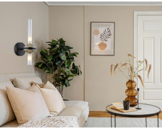  Настенный светильник LH55355/2 BK/CGD/CL черный/золото/прозрачный G9/2 max 30W 150*100*320