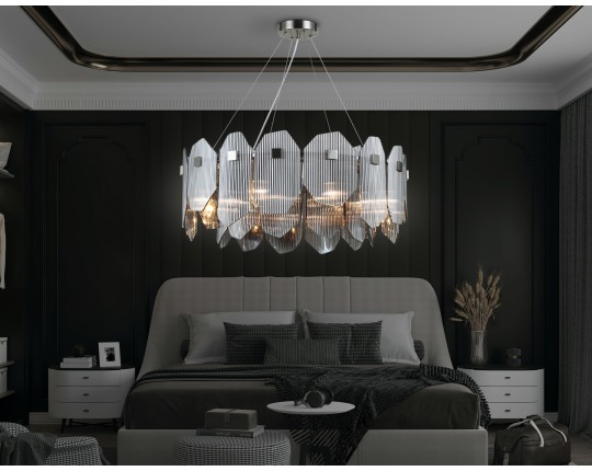  Подвесной светильник LH31203/8 SN/SM сатин никель/дымчатый E14*8 max 40W D650*270