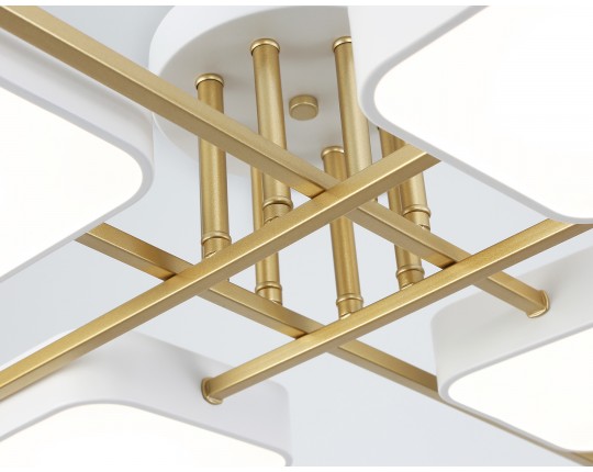  Люстра светодиодная на штанге FL516346/8 WH/GD белый/золото 144W 3000-6000K 1060*1060*150 (без ПДУ)