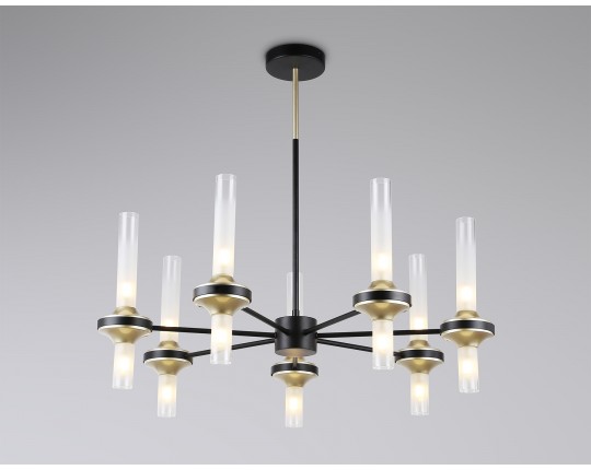  Люстра со стеклянными плафонами на штанге LH55353/14 BK/CGD/CL черный/золото/прозрачный G9/14 max 30W D750*690