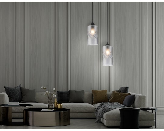  Светильник подвесной со стеклянным плафоном TR3413 BK черный E27 max 60W D110*1000