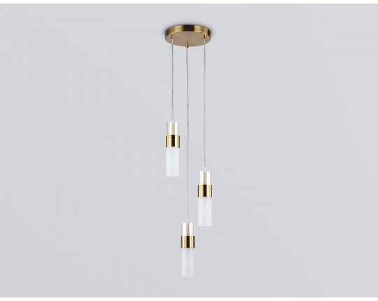  Подвесной светильник LH55112/3 BS/FR/TI латунь/белый матовый/янтарь E14*3 max 40W D220*1200
