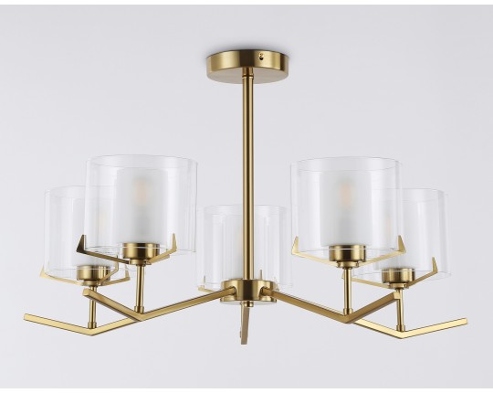  Люстра со стеклянными плафонами на штанге LH57007/5 BS/FR латунь/белый матовый E14/5 max 40W D690*390