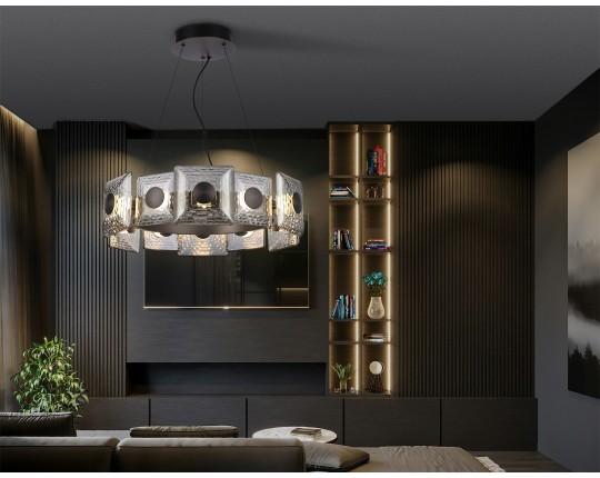  Подвесная светодиодная люстра LH31024 GR/SM серый/дымчатый 56W 3000K D570*150