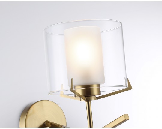  Настенный светильник со стеклянным плафоном LH57010 BS/FR латунь/белый матовый E14 max 40W 280*150*220
