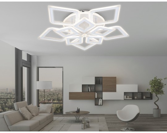  Потолочный светодиодный светильник с пультом FA8914/5+5 WH/CH белый/хром 193W 3000K-6400K 770*740*120 (ПДУ РАДИО 2.4G)