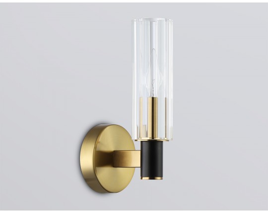  Настенный светильник LH55517 BK/BS/CL черный/латунь/прозрачный E14 max 40W 120*100*250