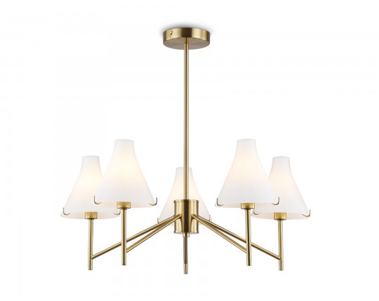  Люстра со стеклянными плафонами на штанге LH57133/5 BS/FR латунь/белый матовый E14/5 max 40W D650*590