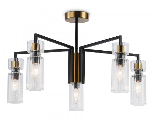  Люстра на штанге LH56113/5 BK/BS/CL черный/латунь/прозрачный E14*5 max 40W D605*350