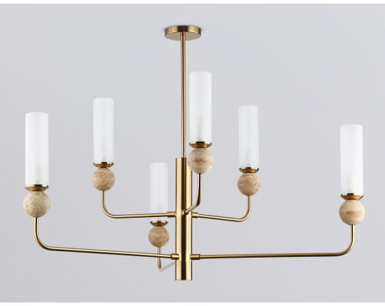  Люстра на штанге с мрамором LH53251/6 BS/FR латунь/белый матовый E14*6 max 40W D1050*1445