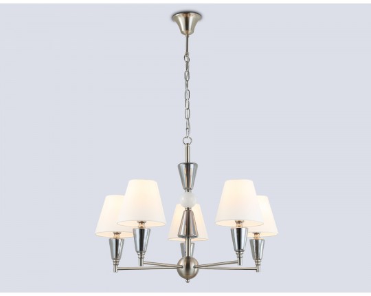  Подвесная люстра с абажурами LH75253/5 SN/FR сатин никель/белый матовый E14*5 max 40W D700*510