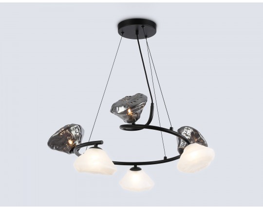  Подвесная люстра LH15003/6 BK/FR/SM черный/белый матовый/дымчатый G9*6 max 40W D630*1150